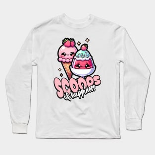 Ice Cream Scoops Of Happiness Kawaii Desserts Long Sleeve T-Shirt